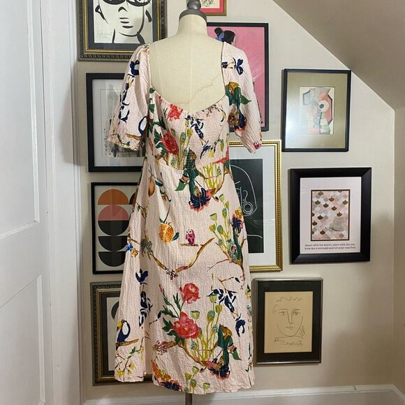 Tanya Taylor Women’s Size XS Lucinda Off The Shoulder Midi Dress Pink RUNS LARGE - Picture 4 of 7